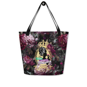 Krewe Crest Floral All-Over Print Large Tote Bag