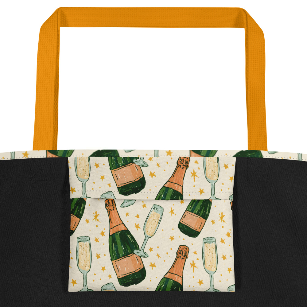 Rose' Champagne All-Over Print Large Tote Bag - Image 3